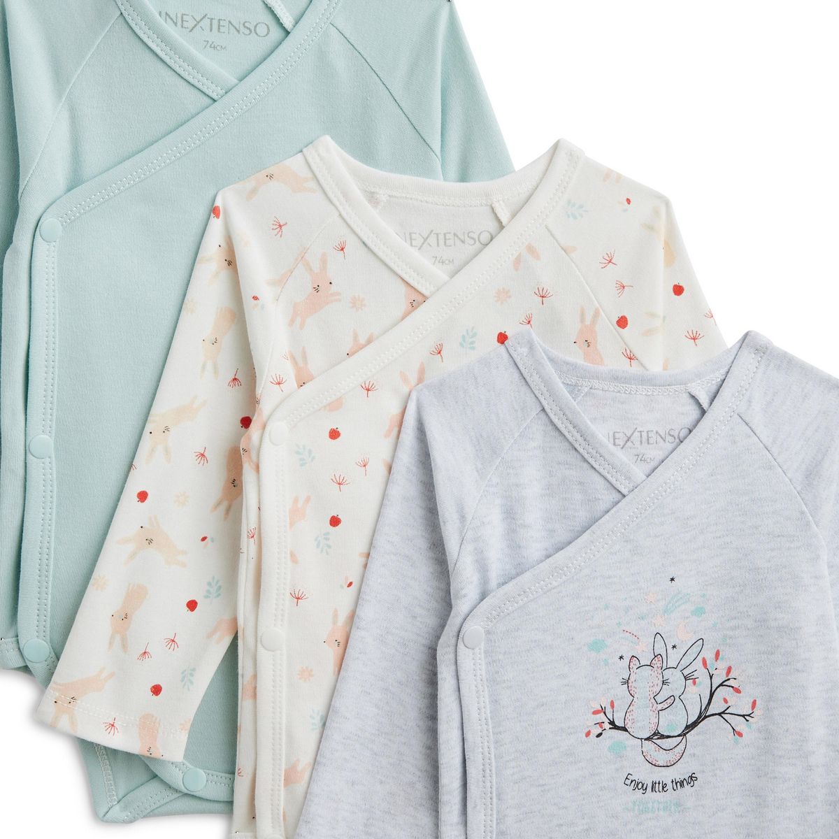 IN EXTENSO Lot de 5 bodies manches longues de naissance bébé fille