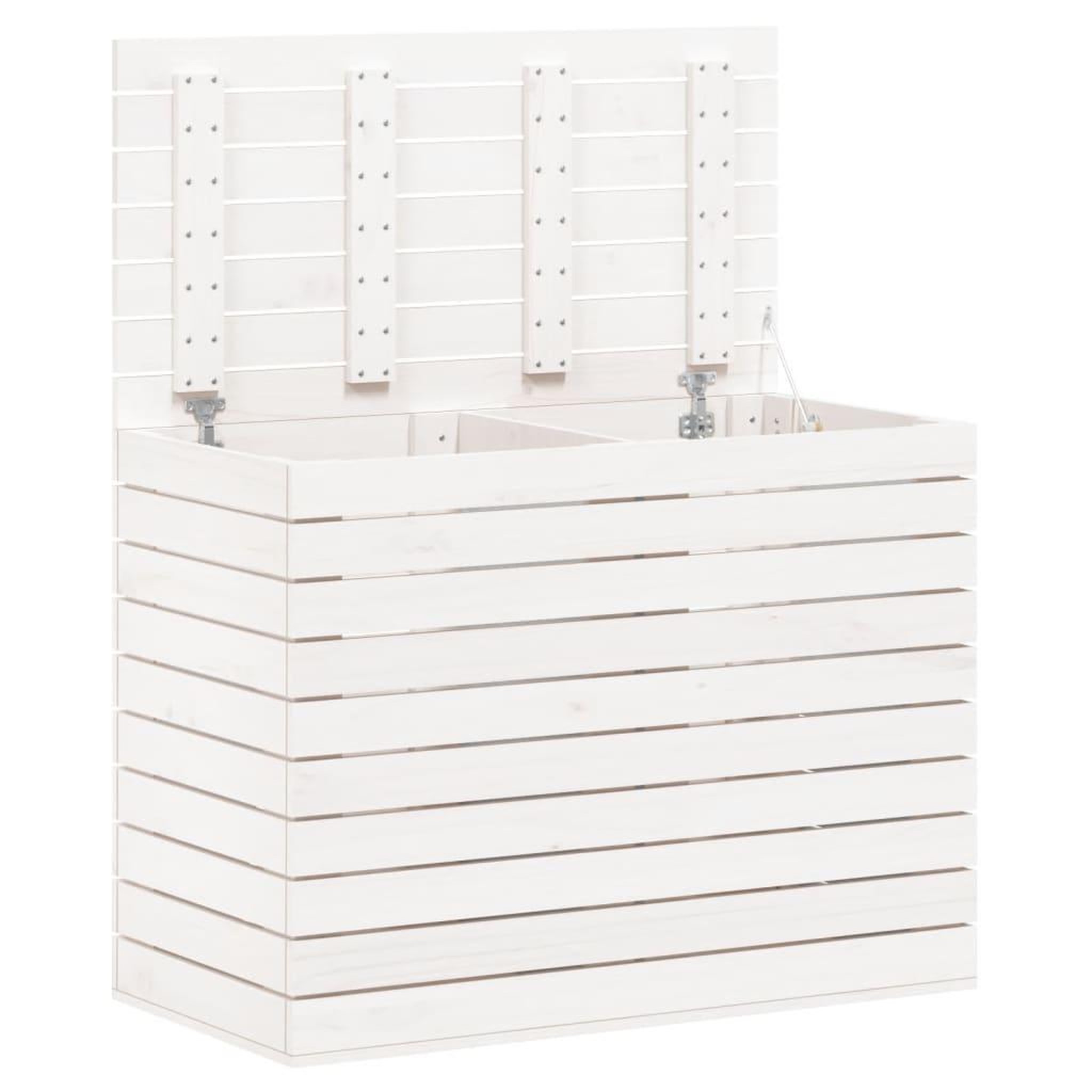 Voir la diapositive 4 : VIDAXL Panier a linge blanc 88,5x44x66 cm bois massif de pin