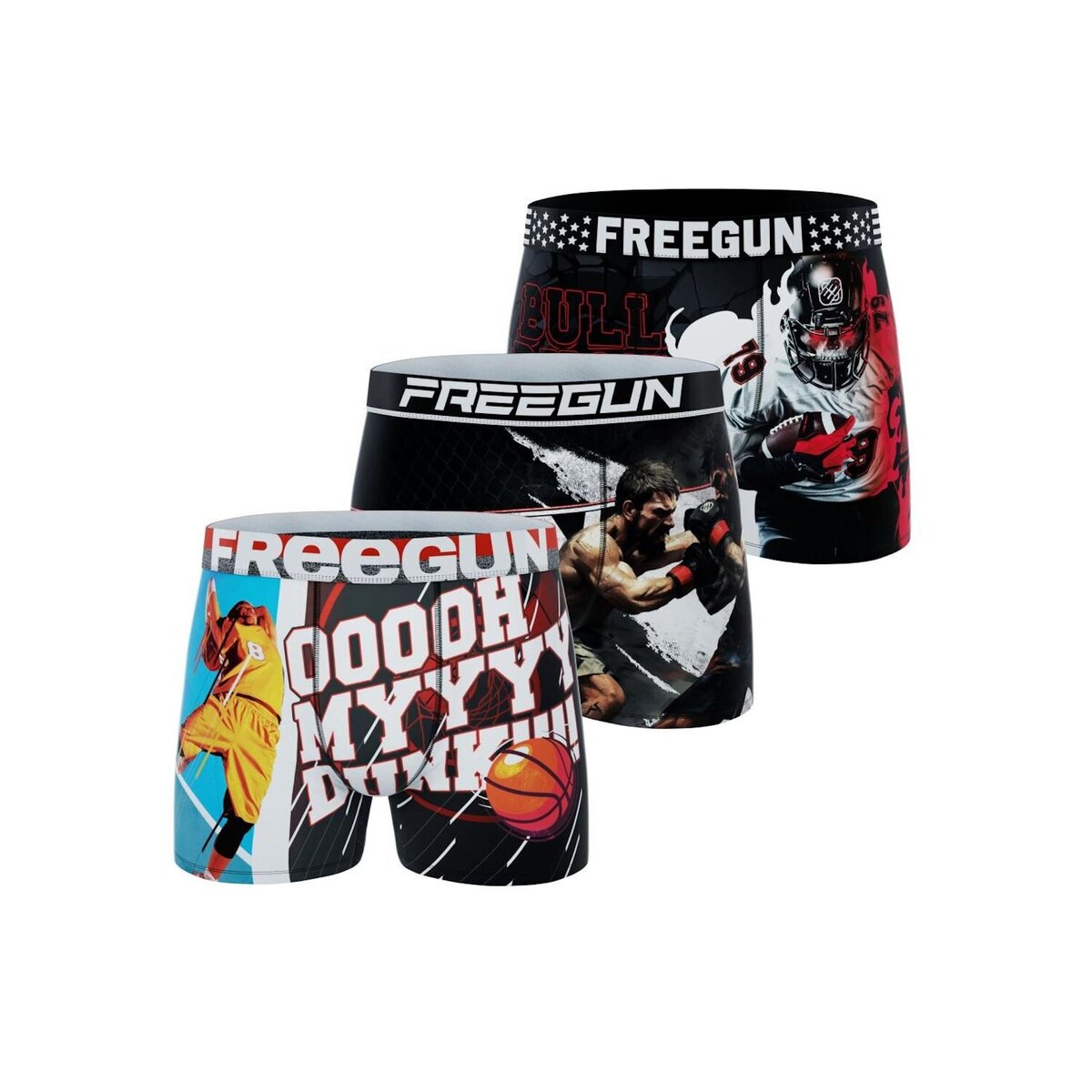 FREEGUN Lot de 4 boxers enfant US Sports