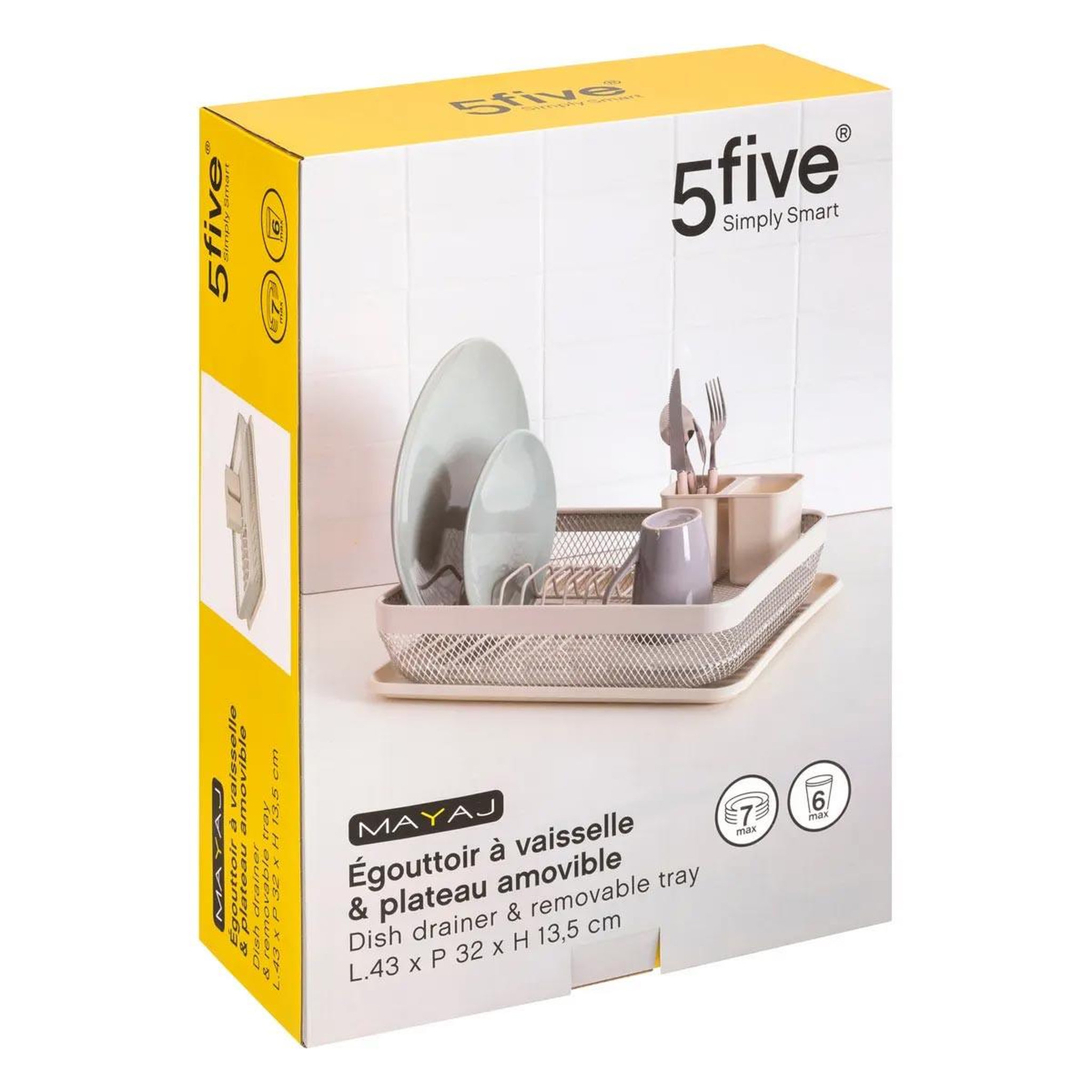 Voir la diapositive 6 : FIVE Égouttoir à vaisselle en métal  mayaj  43cm beige