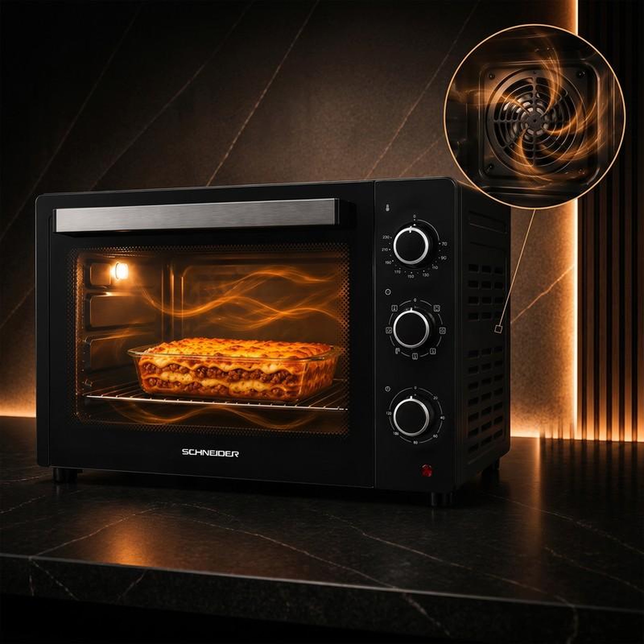 Voir la diapositive 6 : SCHNEIDER Schneider - Sceo2355mfb - Noir - Four électrique 55 L Multifonction - Tournebroche - 1900 W