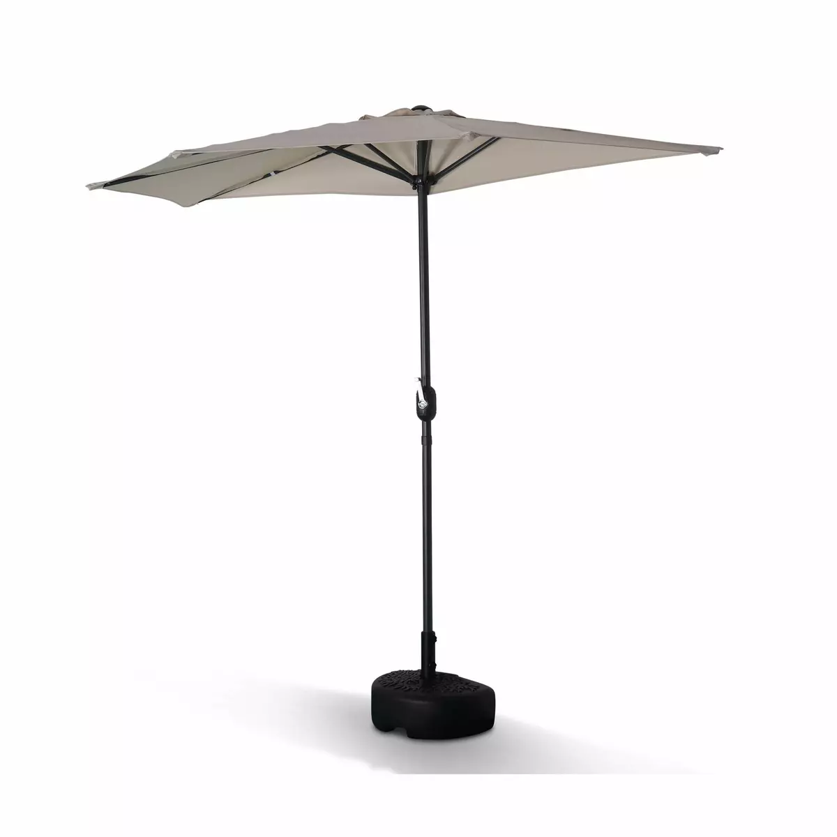 SWEEEK Parasol de balcon Ø250cm  – CALVI – Demi-parasol droit, mât en aluminium avec manivelle d'ouverture