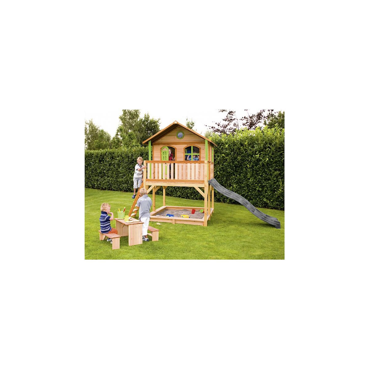 Axi House AXI Classic Marc Maisonnette Marron vert Toboggan Gris