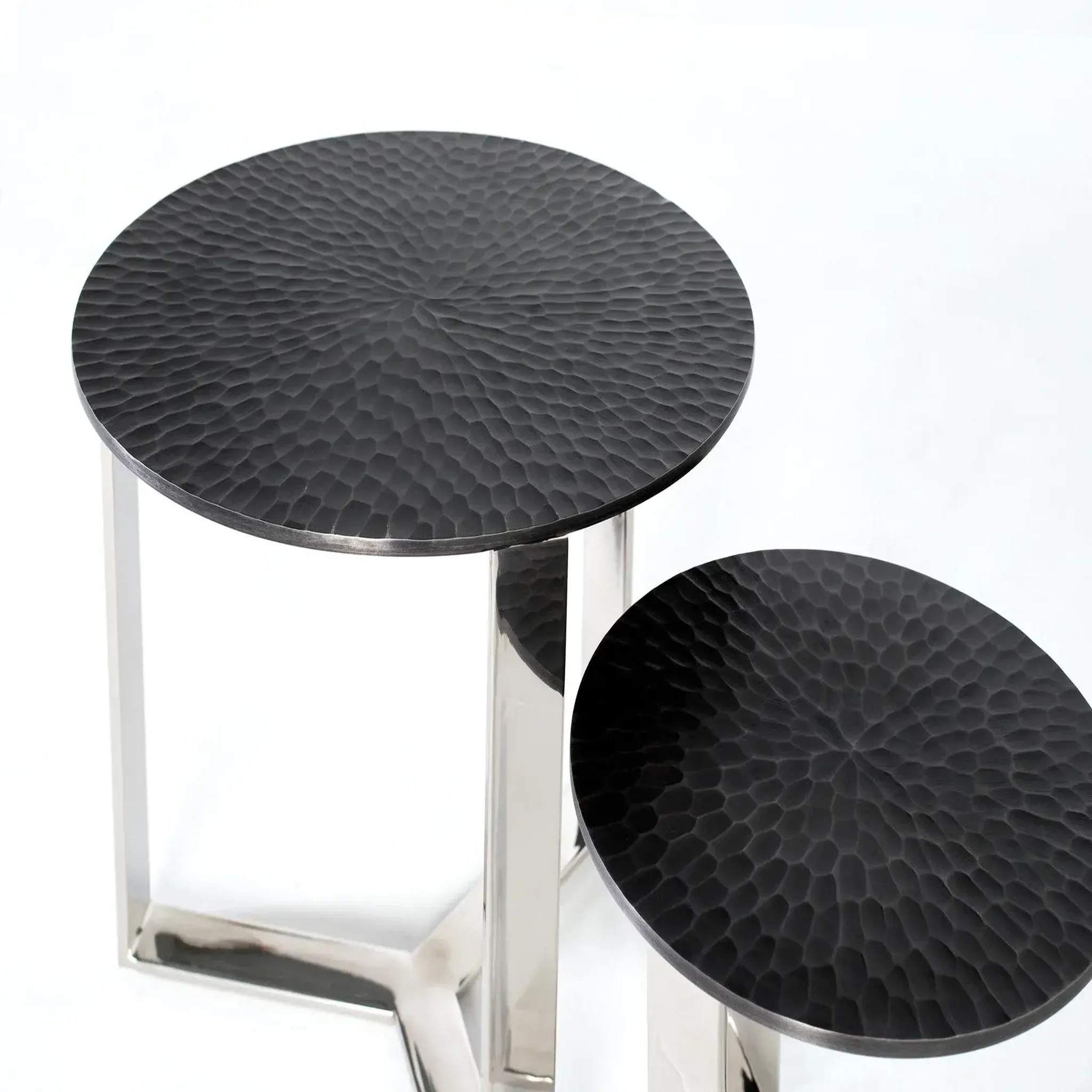 Voir la diapositive 2 : GINER Y COLOMER SL Lot de 2 tables basses de aluminium grand 50 cm, petite 35cm style industriel moderne