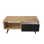 TOILINUX Table Basse avec 1 niche de rangement et 1 tiroir en panneaux de particules et métal. Coloris disponibles : Gris