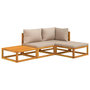 Voir la diapositive 3 : VIDAXL Salon de jardin 4 pcs avec coussins taupe bois massif
