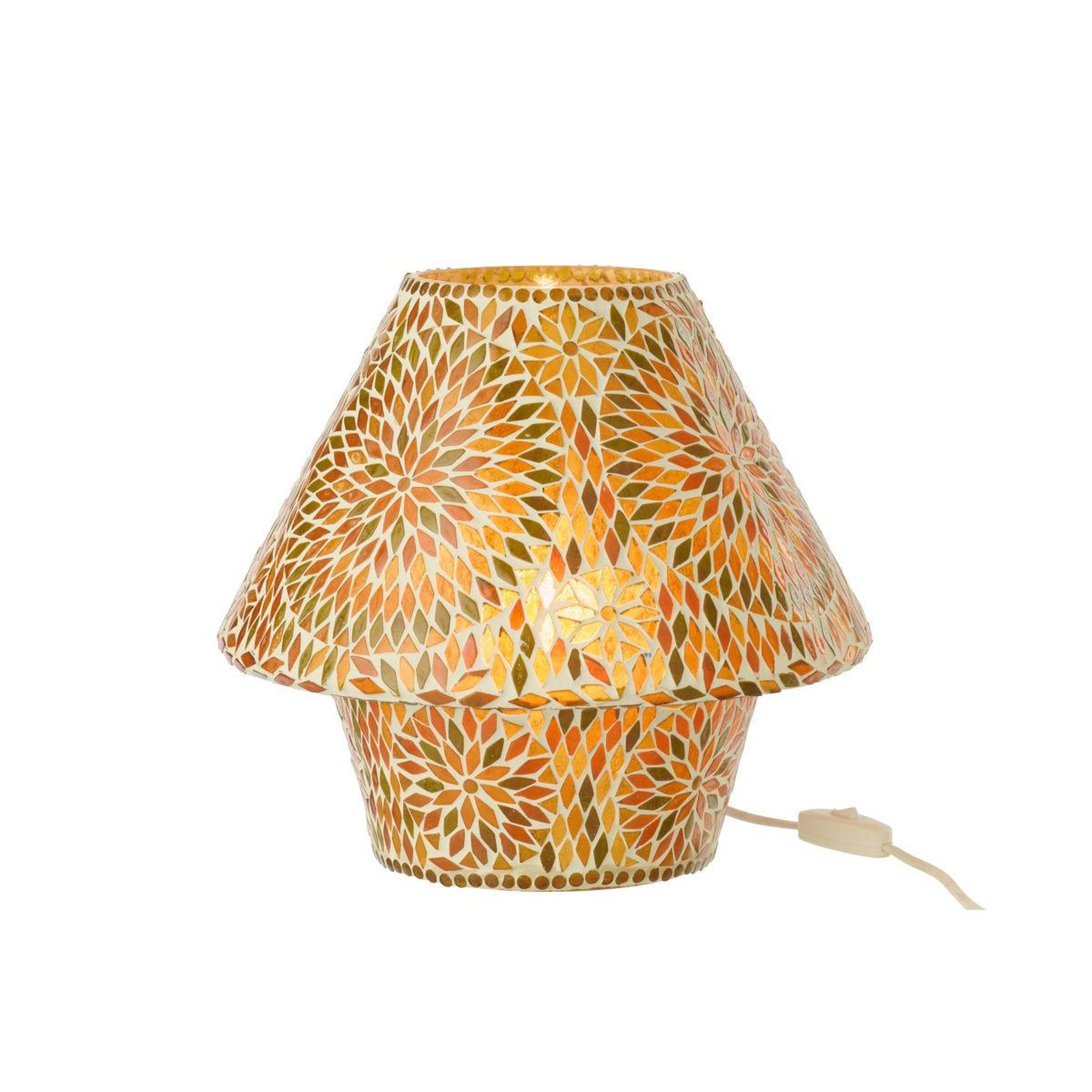 Voir la diapositive 2 : J-LINE Lampe à poser mosaïque  mari  33cm marron & orange