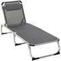 Voir la diapositive 1 : OUTSUNNY Bain de soleil transat pliable grand confort dossier réglable multi-position tétière alu. textilène gris