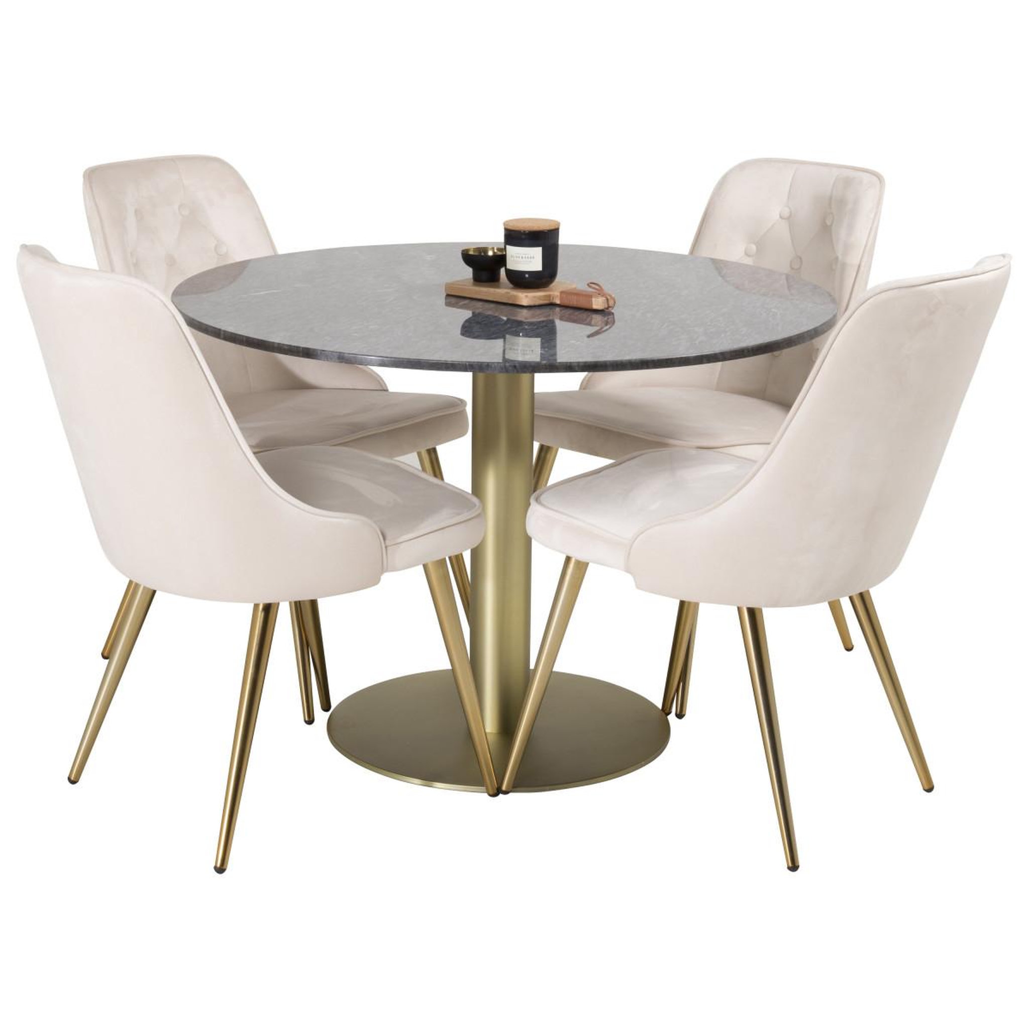 Voir la diapositive 4 : Paris Prix Ensemble table à manger & 4 chaises  estelle ii & deluxe ii  106cm gris foncé & beige