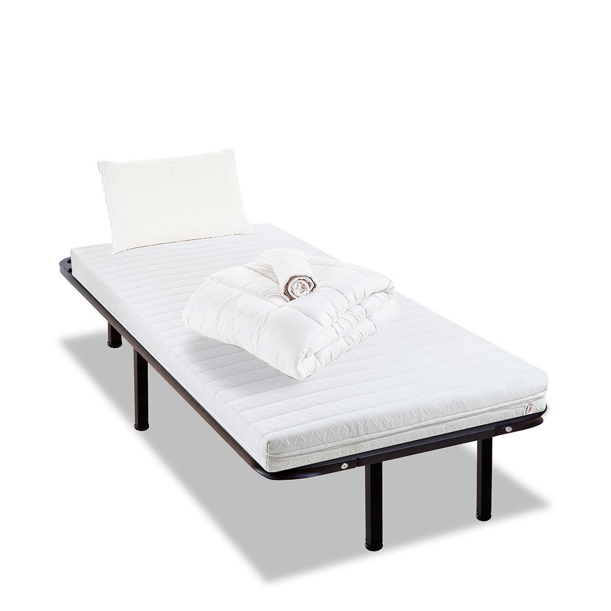 Voir la diapositive 1 : OLYMPE LITERIE Olympe literie | pack prêt à dormir egio | matelas latex like + sommier métal + accessoires