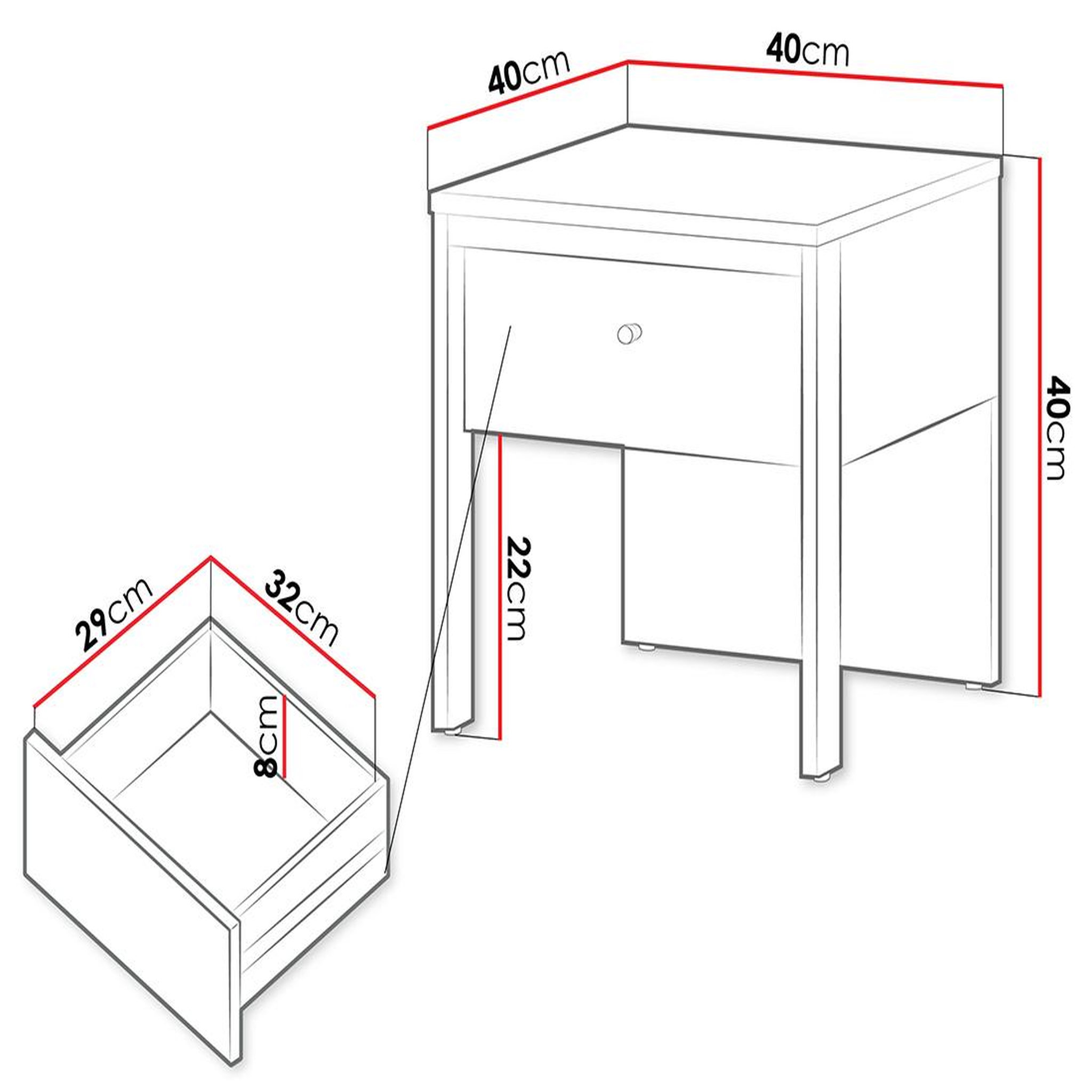 Voir la diapositive 4 : BEST MOBILIER Kimi - table de chevet 40 cm - 1 tiroir