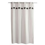 TOILINUX Rideau imprimé cœurs Epicéa. Coloris disponibles : Beige, Gris