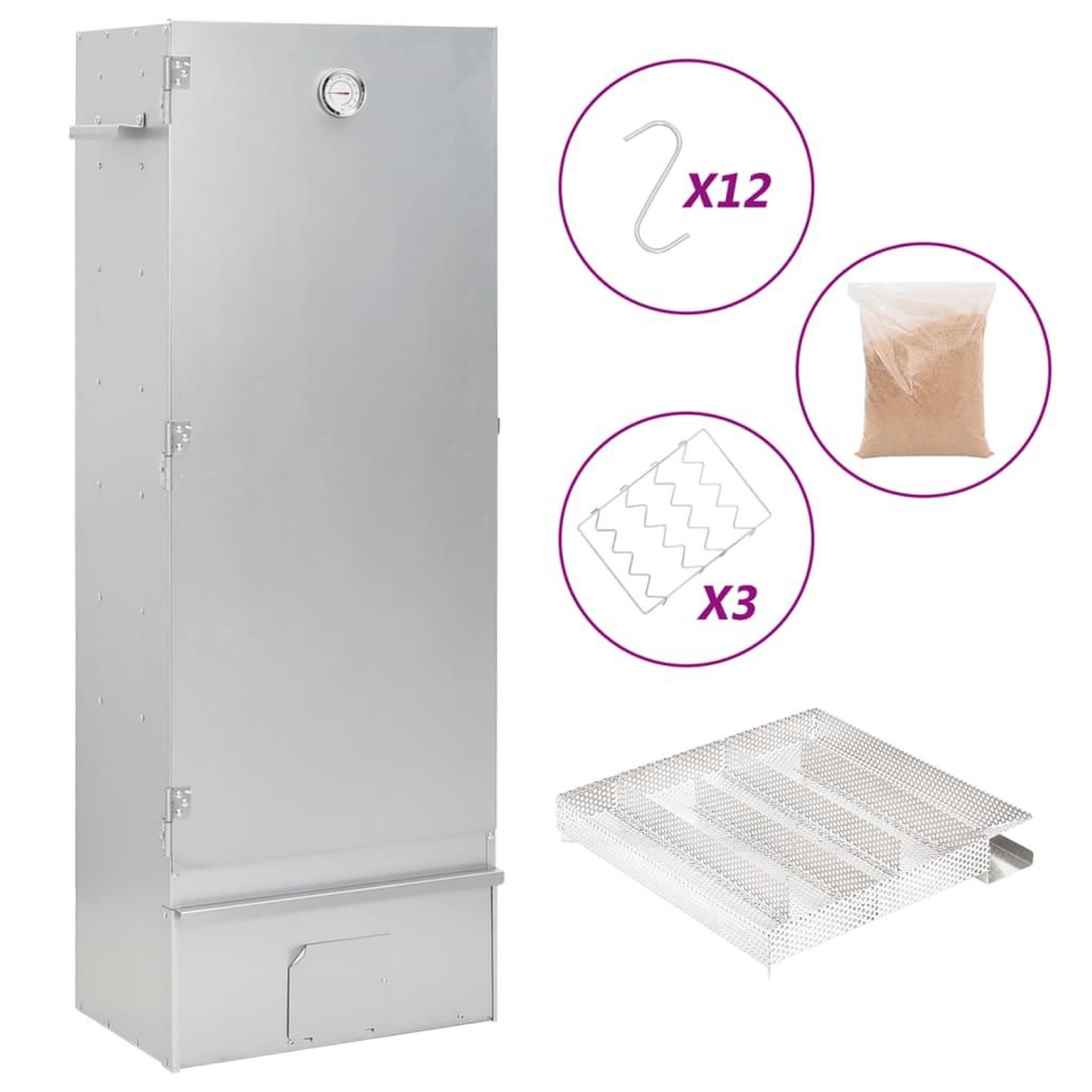 VIDAXL Fumoir a four a BBQ generateur de fumee froide acier galvanise