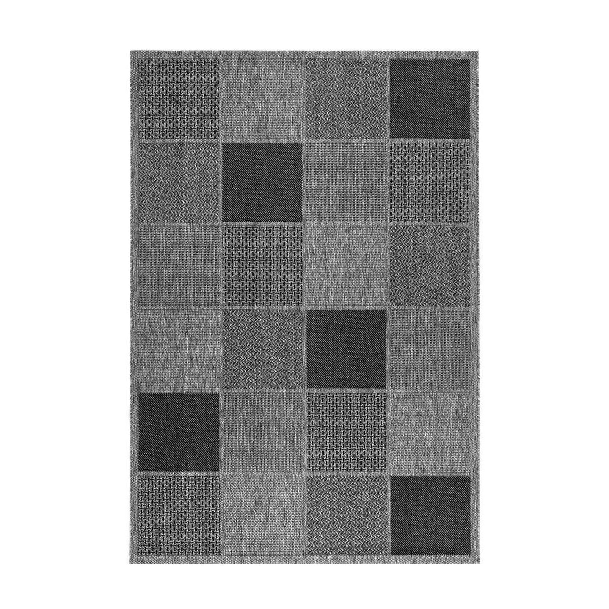 Paris Prix Tapis effet damier à poils courts  sulawesi  argent. Coloris disponibles : Gris