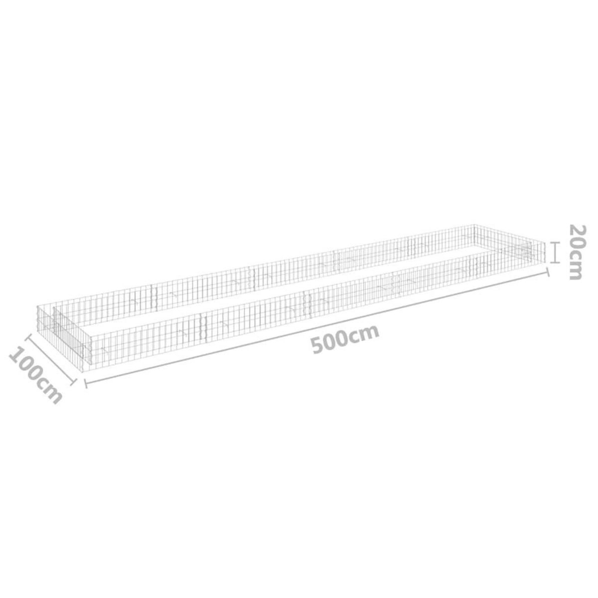 VIDAXL Lit sureleve a gabion Acier galvanise 500x100x20 cm