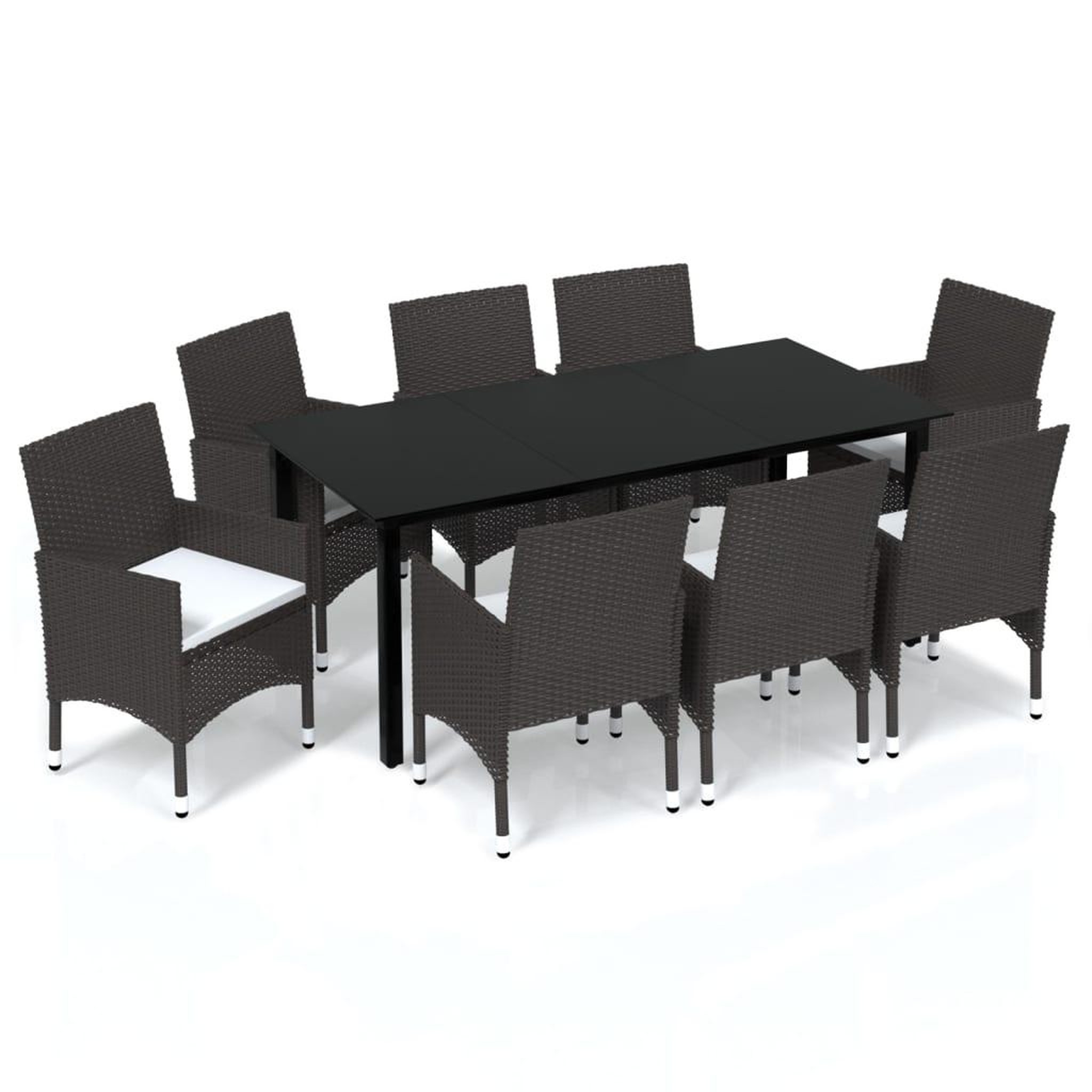 Voir la diapositive 2 : VIDAXL Ensemble a manger de jardin et coussins 9 pcs Poly rotin Marron