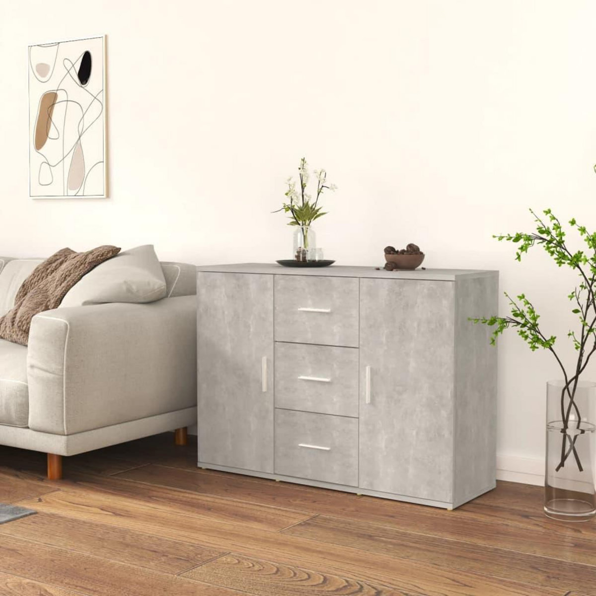 VIDAXL Buffet Gris beton 91x29,5x65 cm Bois d'ingenierie