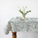 FUTURE HOME Lot nappe rectangle + 4 serviettes de table déperlante feuillage 140x240cm VERA