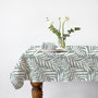 Voir la diapositive 1 : FUTURE HOME Lot nappe rectangle + 4 serviettes de table déperlante feuillage 140x240cm VERA