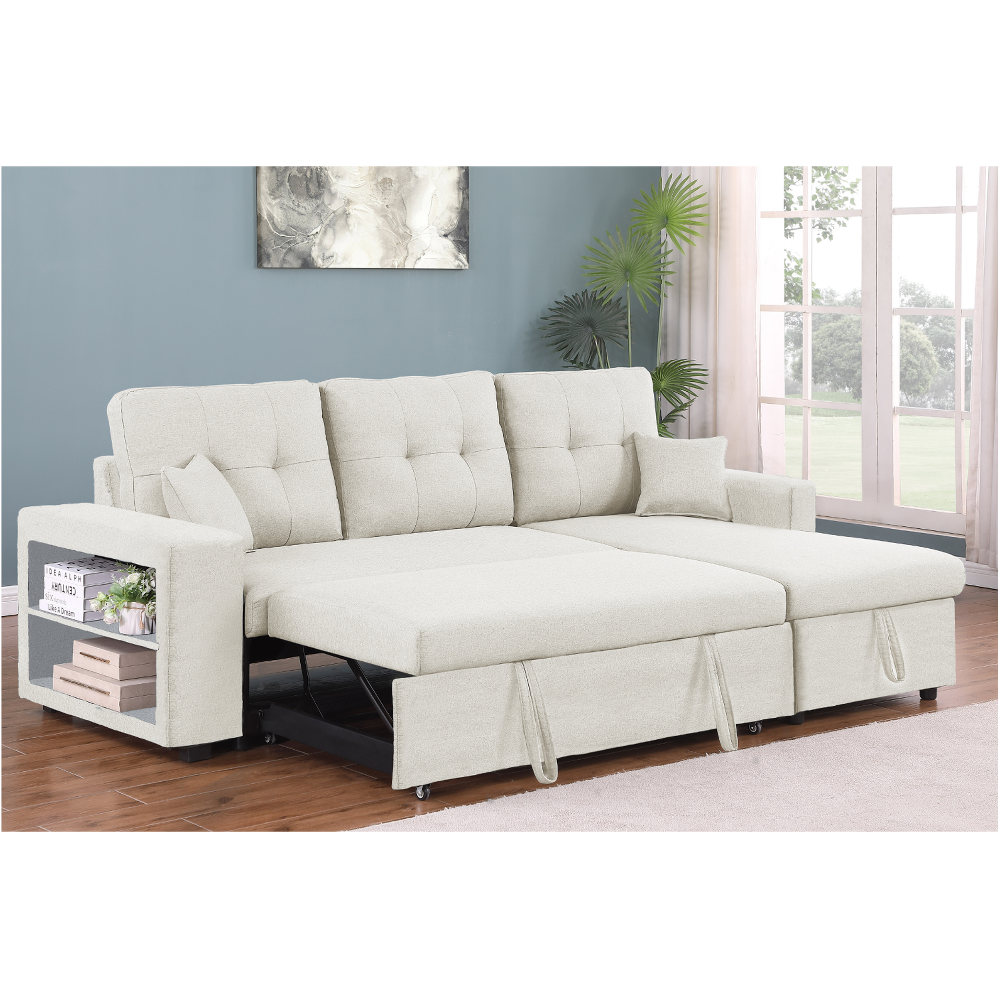 Voir la diapositive 2 : CONCEPT USINE Canapé d'angle convertible beige 4 places glasgow