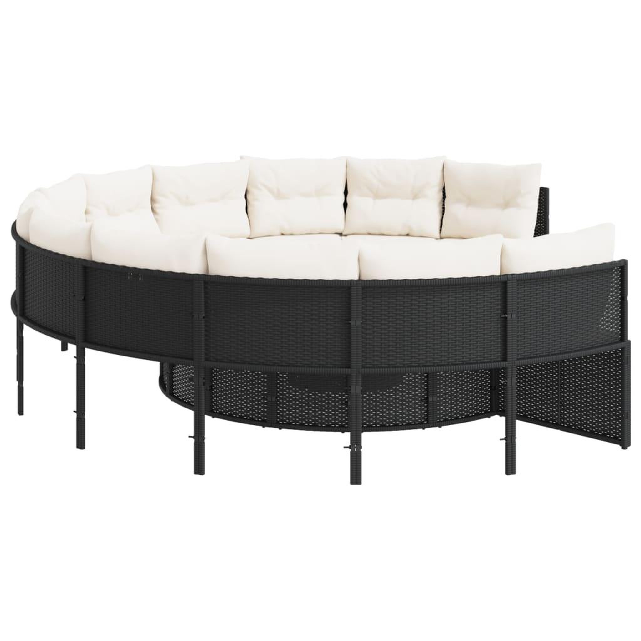 Voir la diapositive 4 : VIDAXL Canape de jardin avec coussins rond noir resine tressee