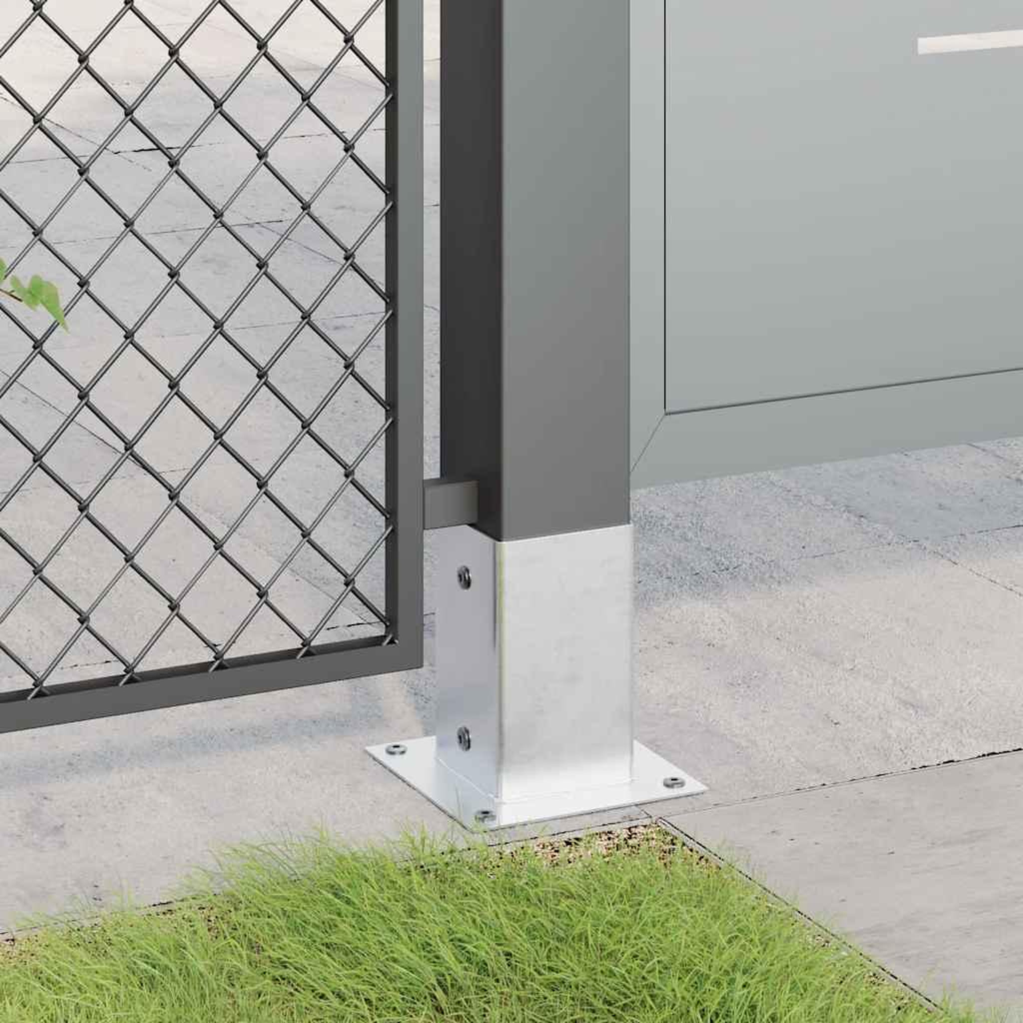 Voir la diapositive 3 : VIDAXL Bases de poteau carrees 4 pcs argent 91x91 mm acier galvanise