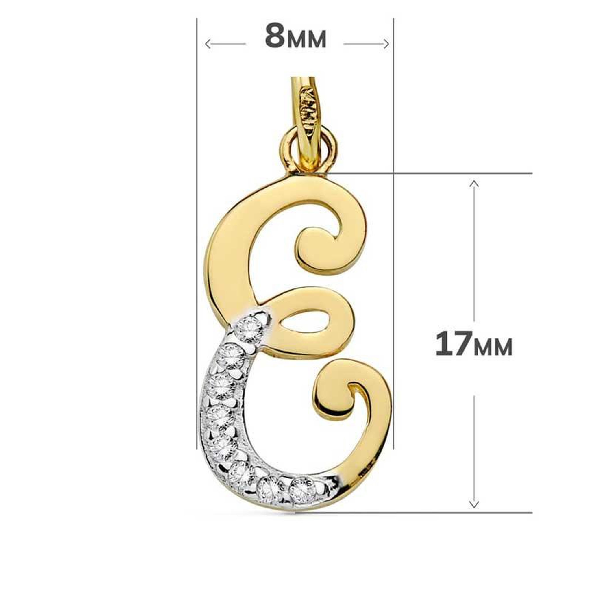 Voir la diapositive 3 : L'ATELIER D'AZUR Pendentif Or 18 Carats 750 Jaune Serti de Zirconiums - Initiale Lettre  E  - Chaine Offerte