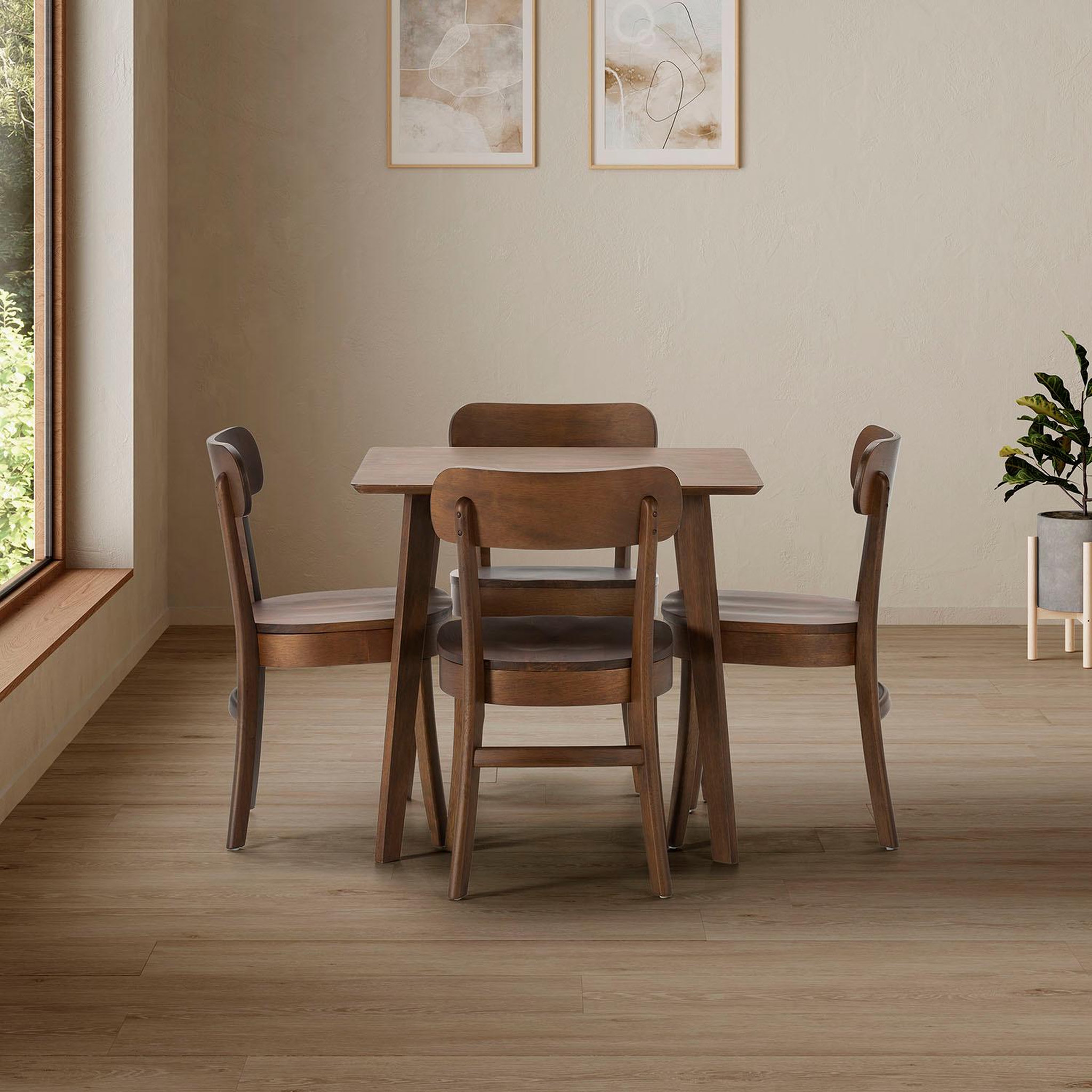 Voir la diapositive 2 : VS VENTA-STOCK Ensemble table 80x80 cm et 4 chaises de salle à manger Nala Noyer