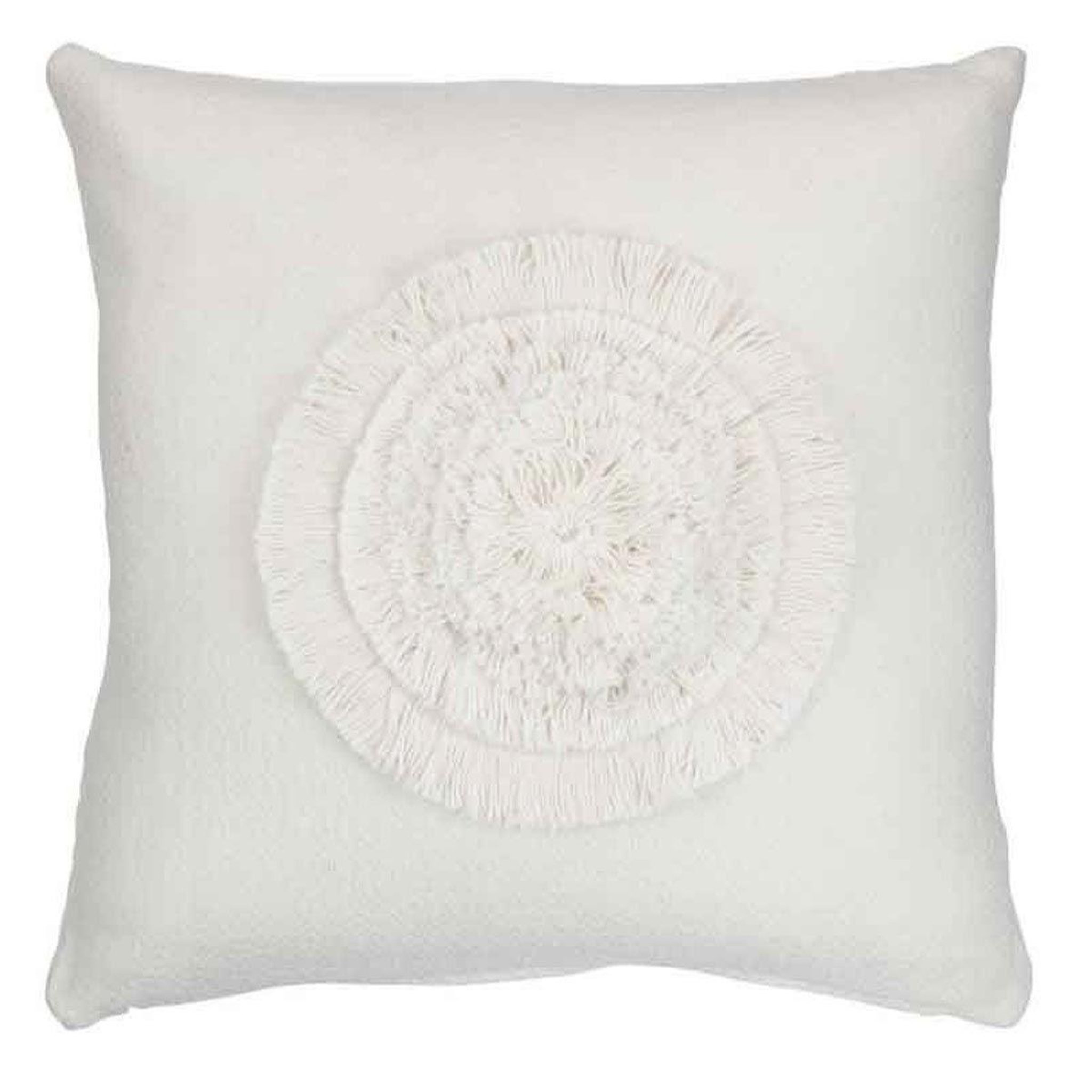 Voir la diapositive 1 : J-LINE Coussin carré déco  soleil  43x43cm blanc