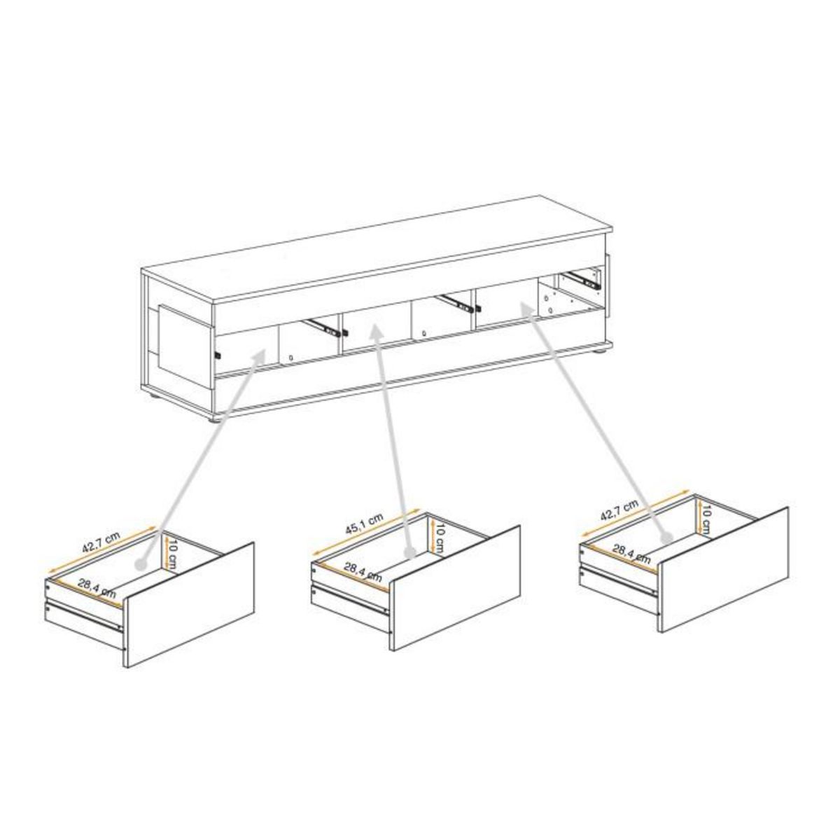 Paris Prix Meuble TV 3 Tiroirs  Berlin  150cm Gris & Naturel