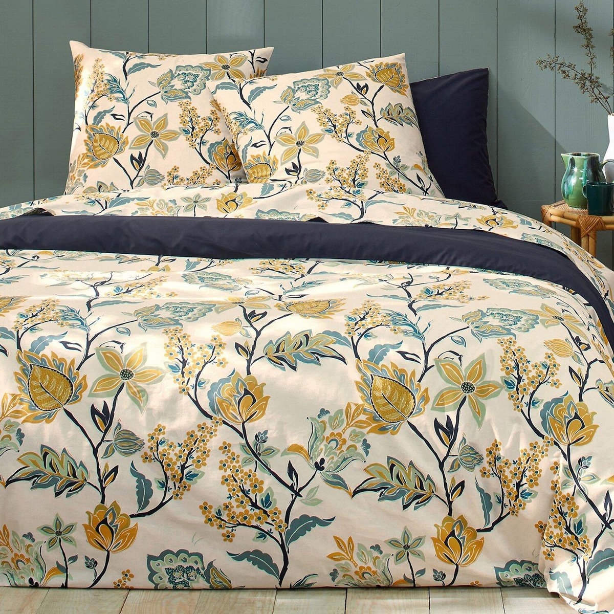 Home collection Parure housse de couette 100% percale de coton 80 fils minea ombre