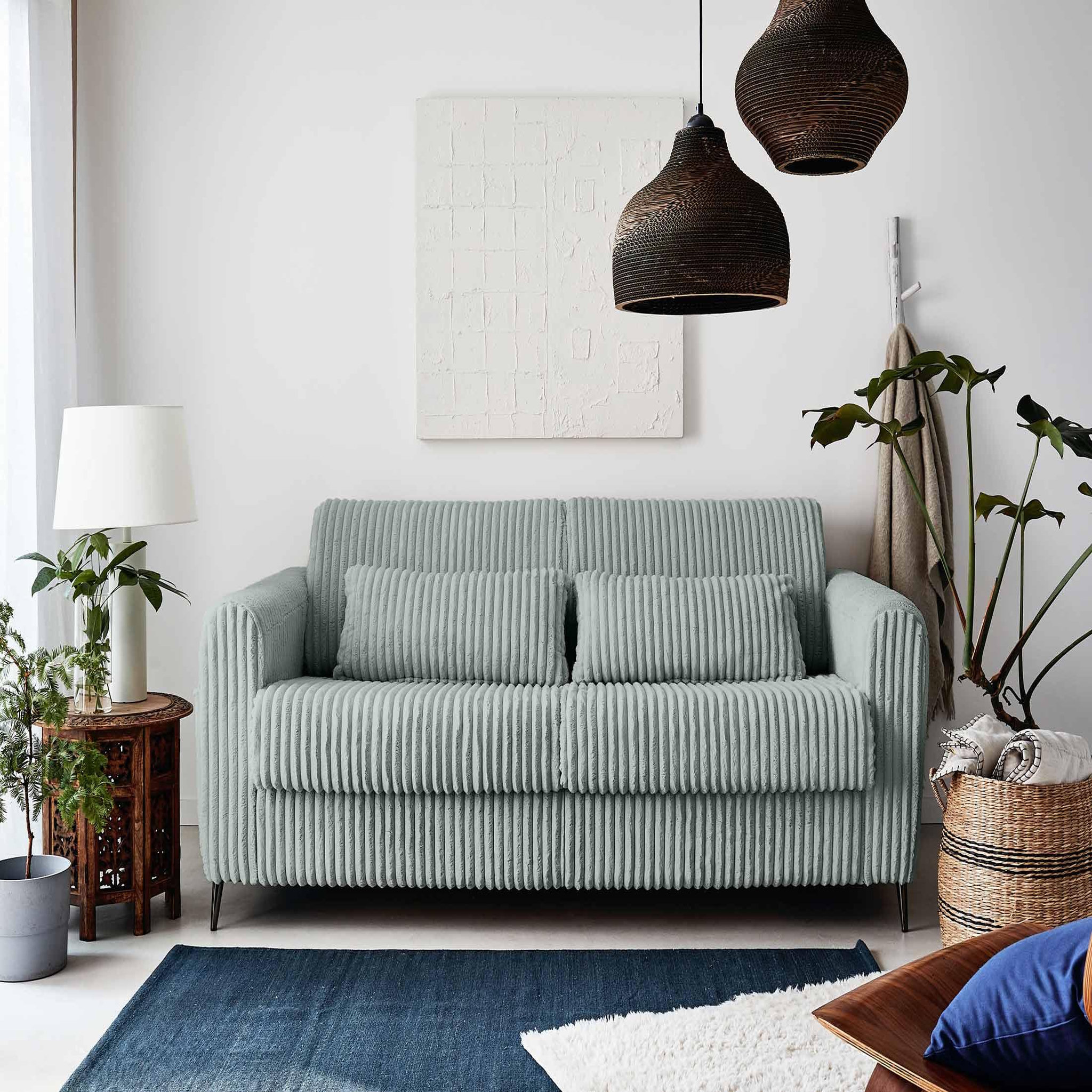 Voir la diapositive 6 : LISA DESIGN Owen - canapé 3 places convertible express couchage quotidien 140 cm matelas 12 cm en velours côtelé grosses côtes