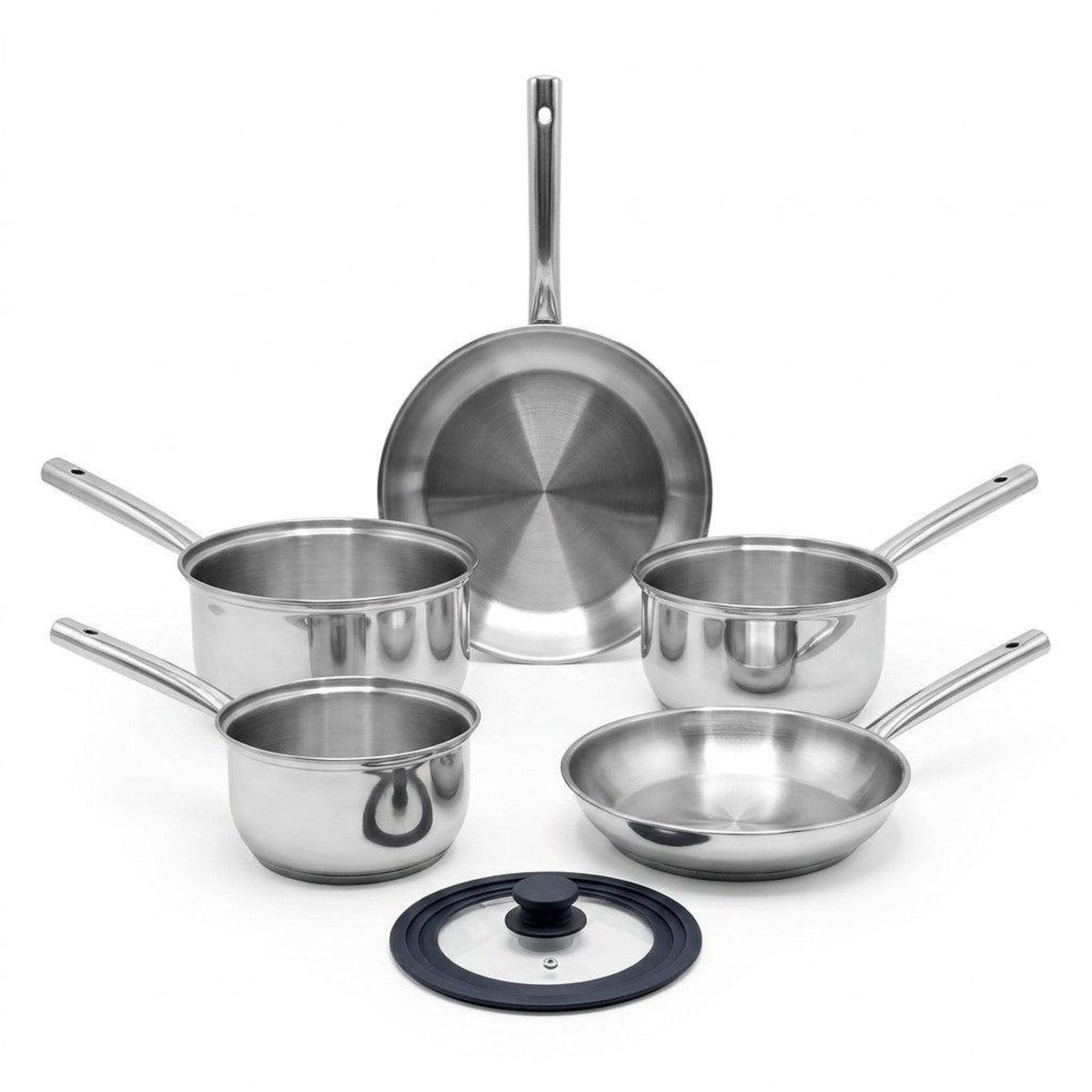 Fackelmann Lot de 3 casseroles 18/20/22 cm et 2 poêles en inox 24/28 cm fackelmann rhona