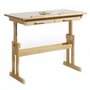 IDIMEX Bureau enfant écolier junior OLIVIA table à dessin réglable en hauteur et pupitre inclinable avec 2 tiroirs en pin massif hêtre