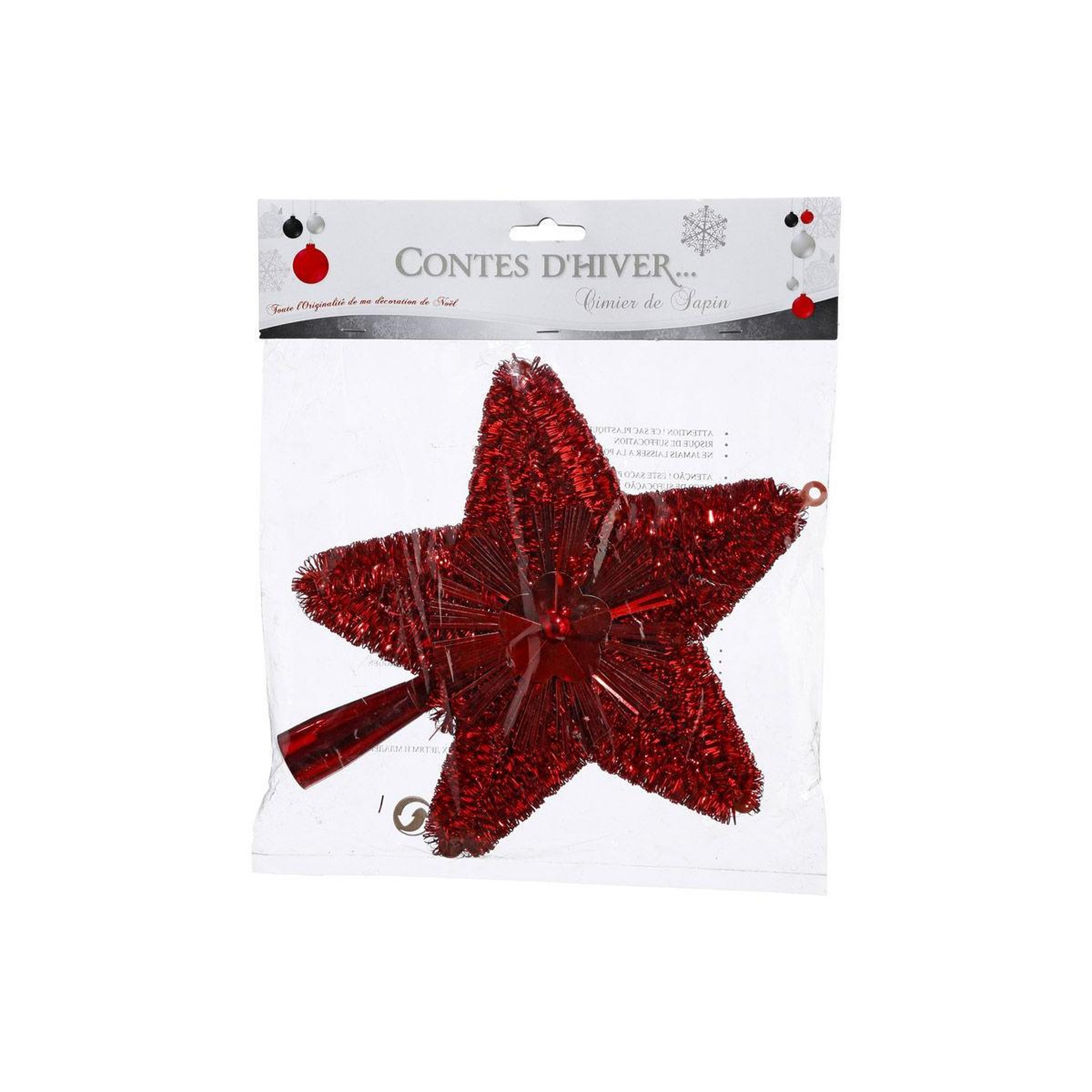 Voir la diapositive 2 : FEERIC LIGHT & CHRISTMAS Cimier pour sapin de noël  colorama  23cm rouge