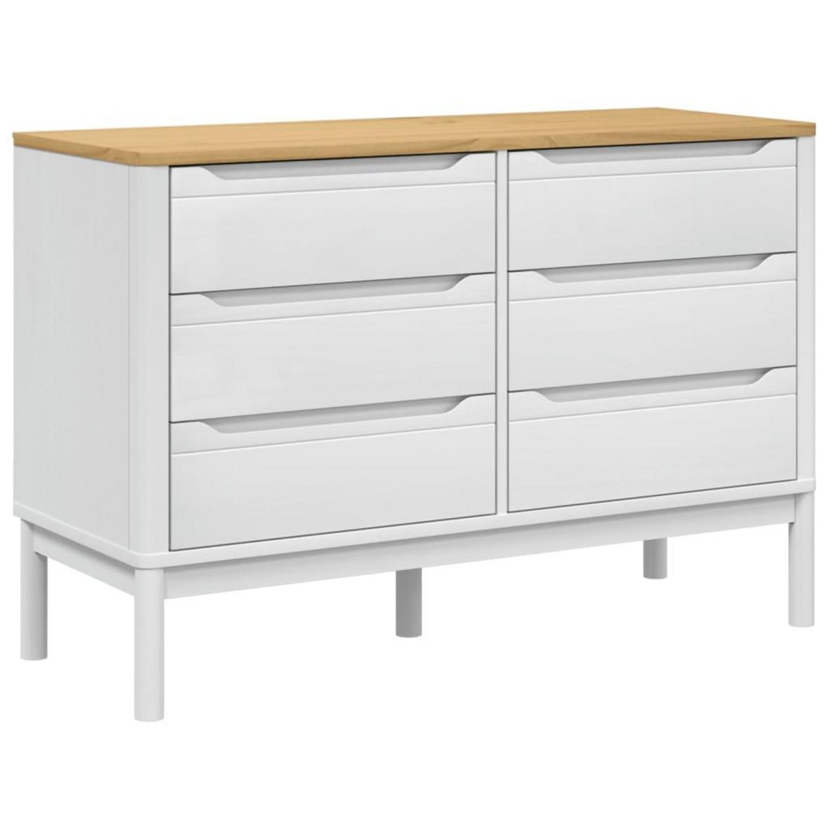 VIDAXL Commode FLORO blanc bois de pin massif