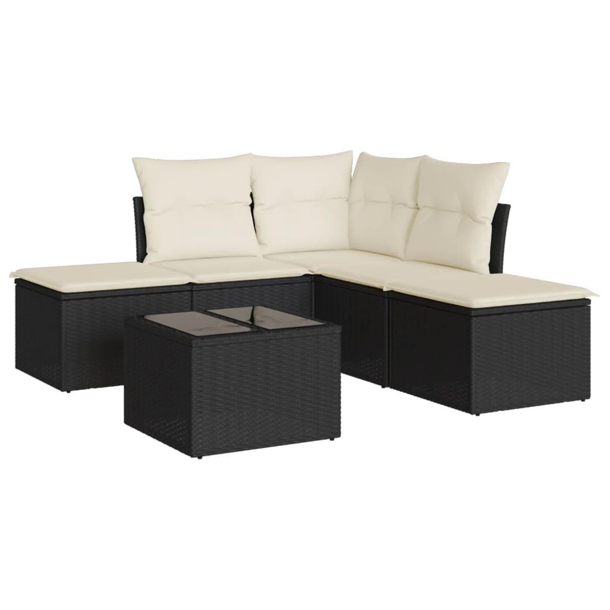 Voir la diapositive 2 : VIDAXL Salon de jardin 6 pcs avec coussins noir resine tressee