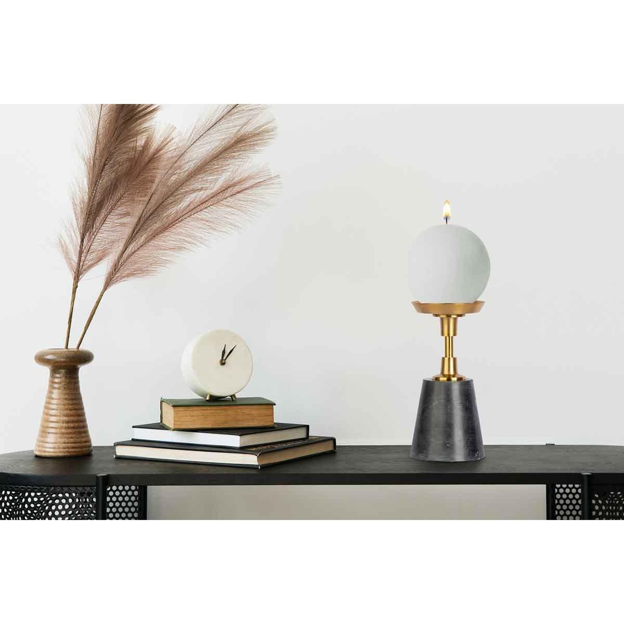 Voir la diapositive 5 : Paris Prix Bougeoir design en marbre  fayya  22cm noir & or