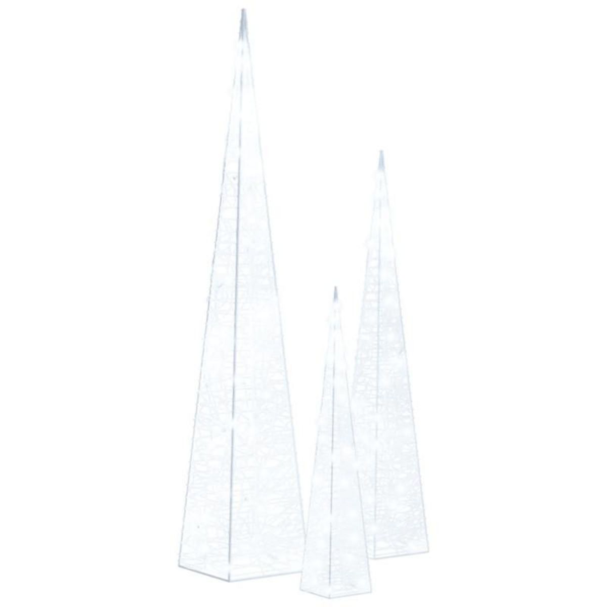 VIDAXL Jeu de cônes lumineux à LED Acrylique Blanc froid 30 45 60 cm