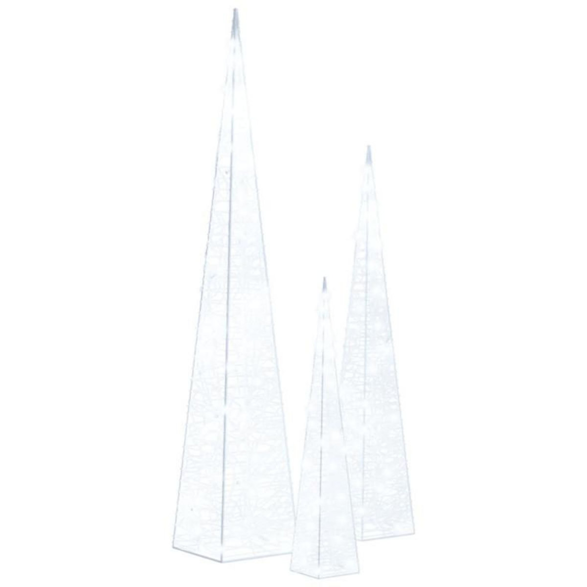 VIDAXL Jeu de cônes lumineux à LED Acrylique Blanc froid 30 45 60 cm