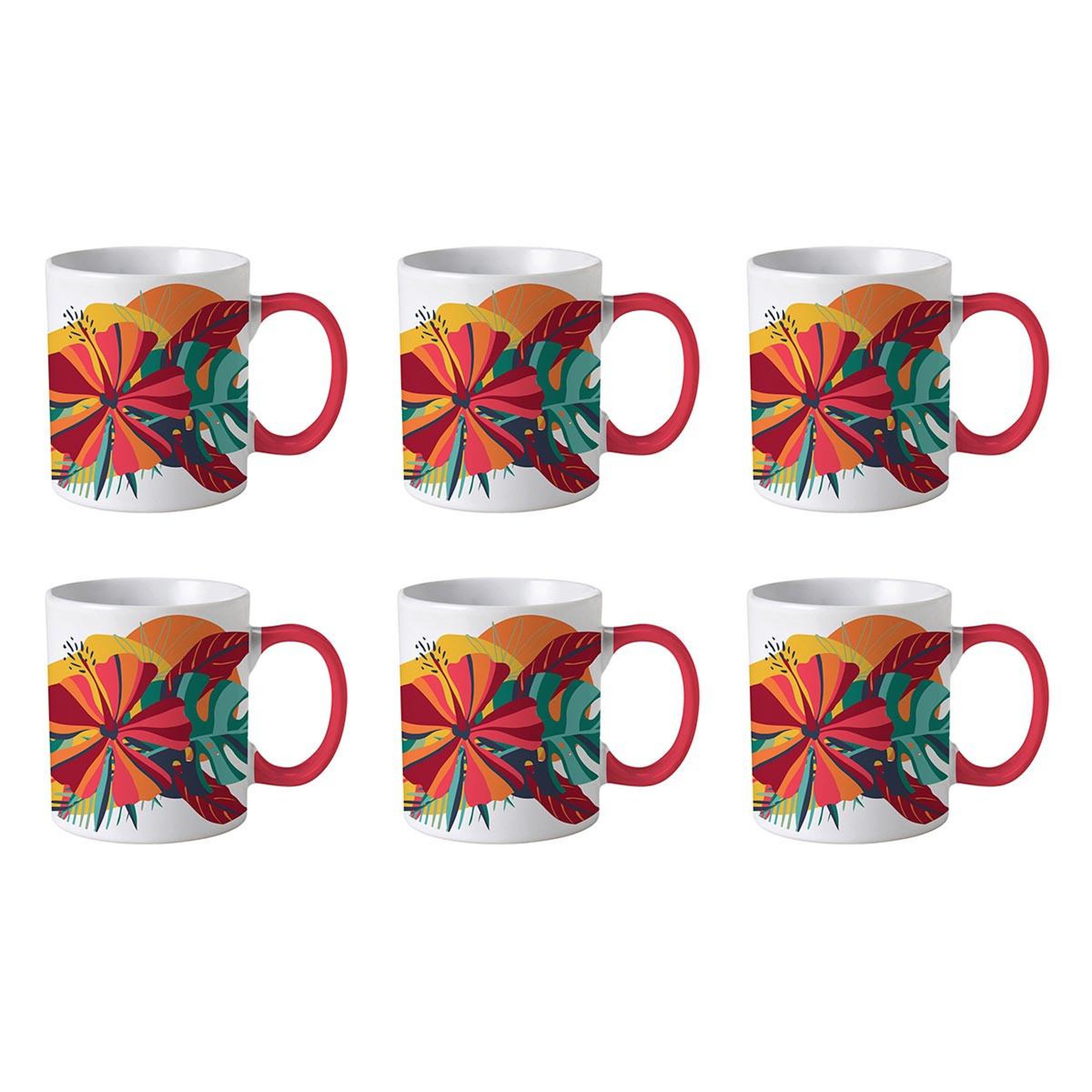 Voir la diapositive 1 : The Home Deco Factory Lot de 6 Mugs en Céramique  Paradis Exotique  30cl Multicolore
