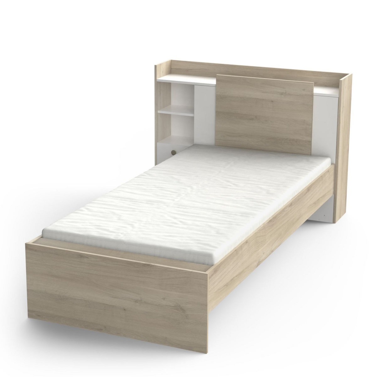 Lit 90x190/200 cm avec rangements 1 tiroir 1 niche LOREDANA