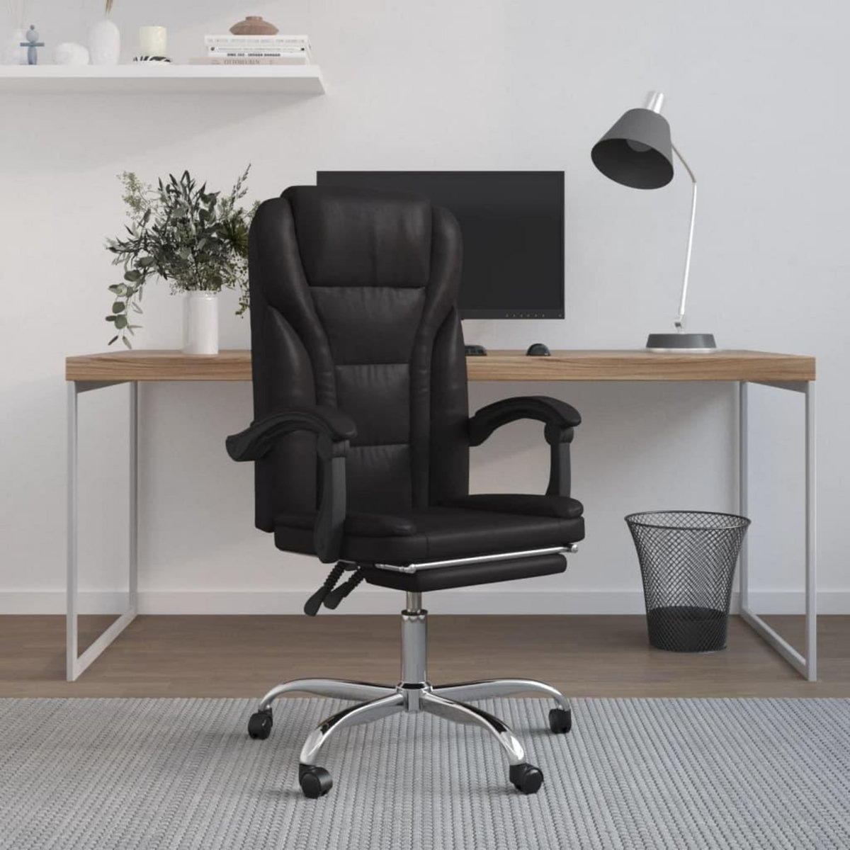 VIDAXL Fauteuil inclinable de bureau Noir Similicuir