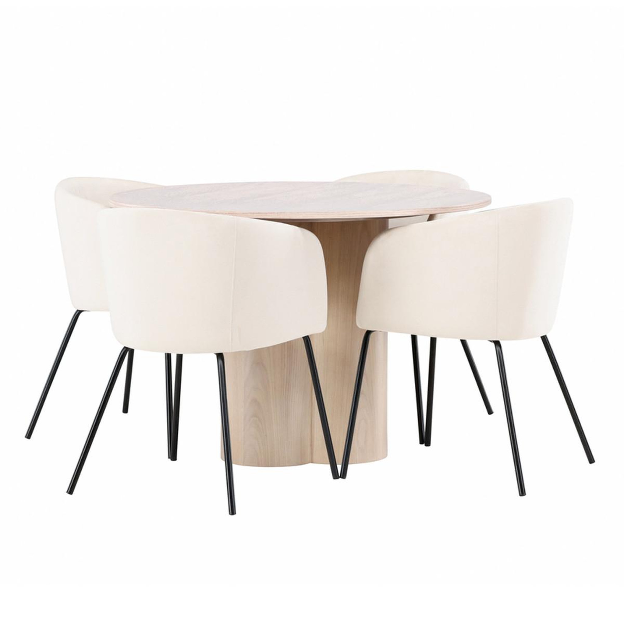 Paris Prix Ensemble table à manger & 4 chaises  olivia & berit  110cm naturel & beige
