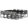 Voir la diapositive 1 : VIDAXL Ensemble a manger d'exterieur 9pcs coussins Resine tressee Gris