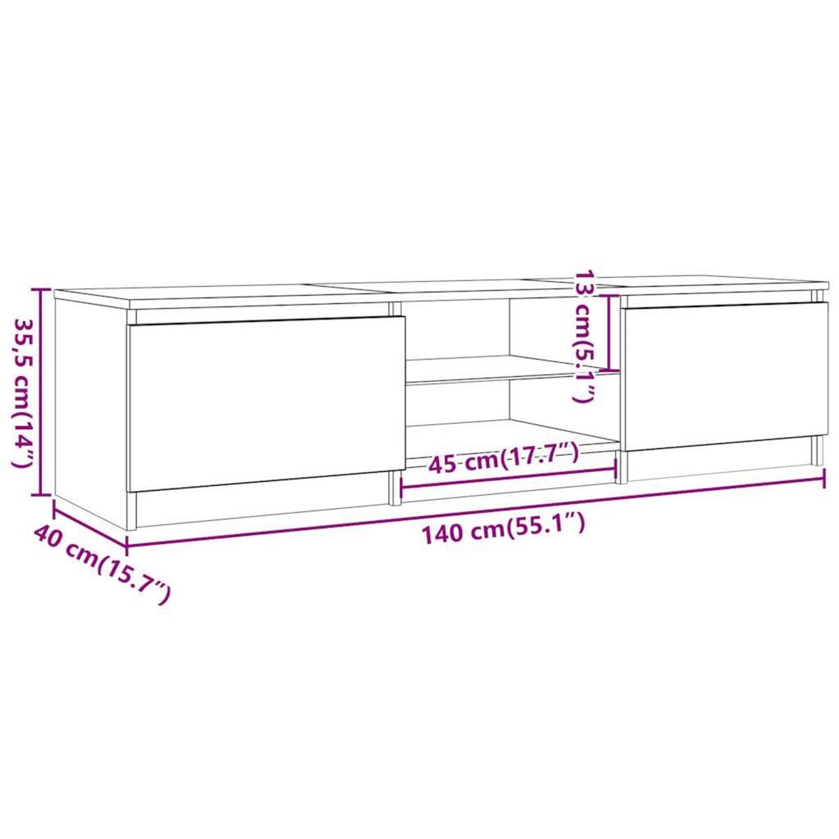 VIDAXL Meuble TV avec lumieres LED vieux bois bois d'ingenierie