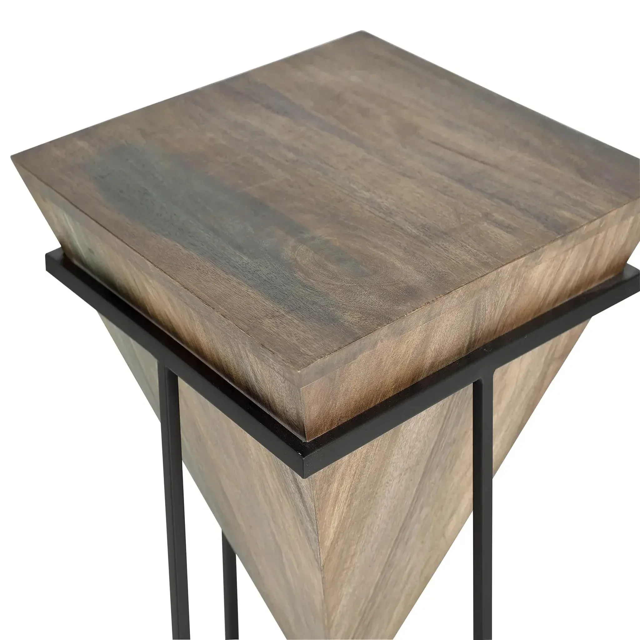 Voir la diapositive 2 : GINER Y COLOMER SL Table d'appoint en bois de manguier 50 cm style industriel vintage