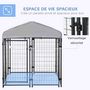 Voir la diapositive 5 : PAWHUT Chenil cage enclos chien entièrement couvert - porte verrouillable - 120 x 120 x 138cm - gris métal noir