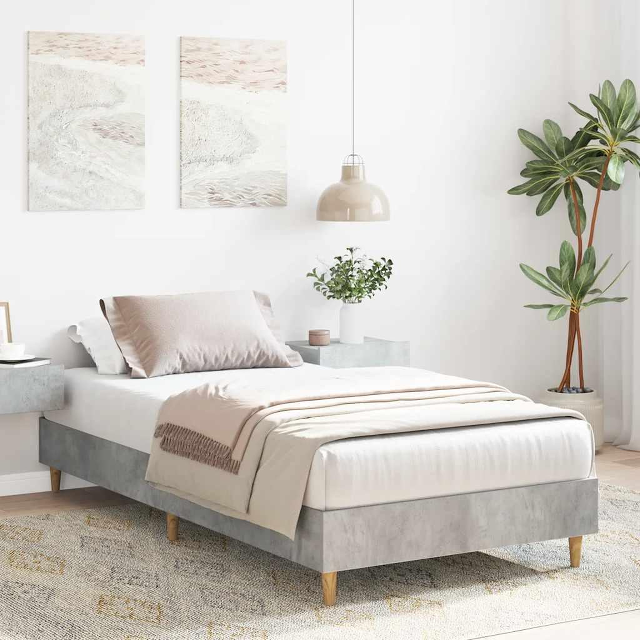 Voir la diapositive 3 : VIDAXL Cadre de lit sans matelas gris beton 100x200 cm bois ingenierie