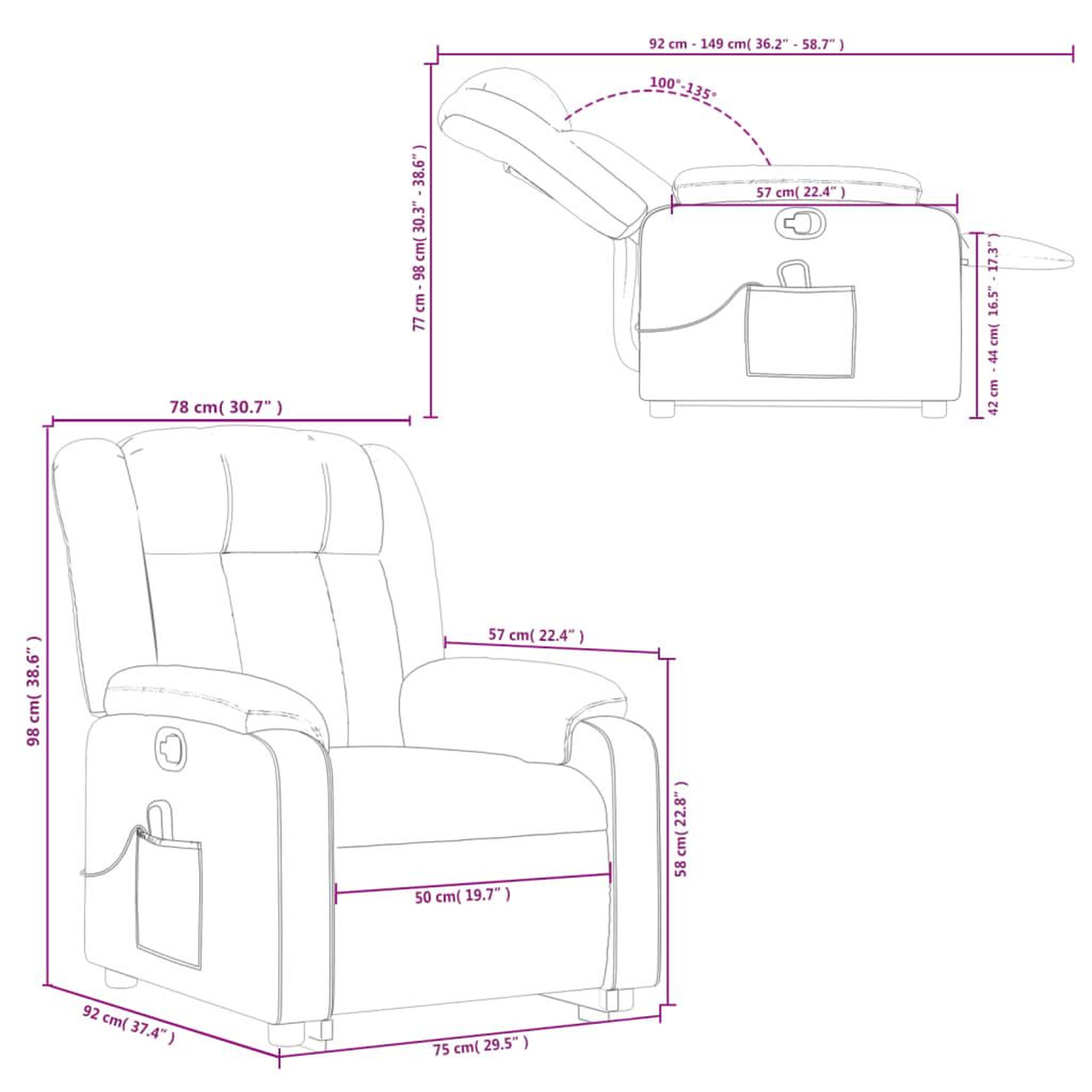 Voir la diapositive 6 : VIDAXL Fauteuil inclinable de massage Gris Similicuir